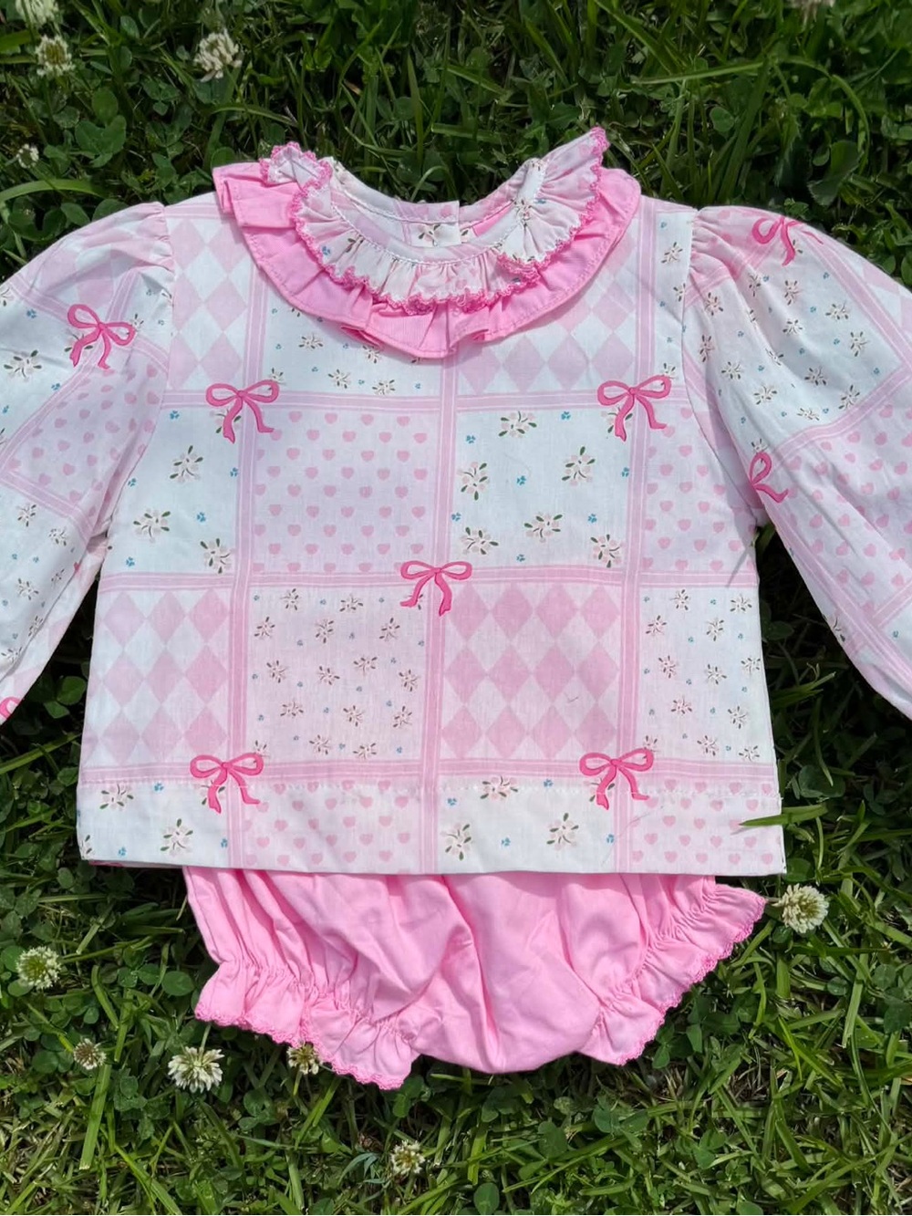LS Pink Patchwork Diaper Set